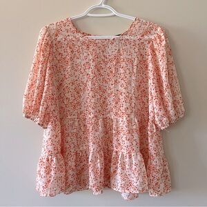Lily Morgan Floral Flowy Tiered Blouse